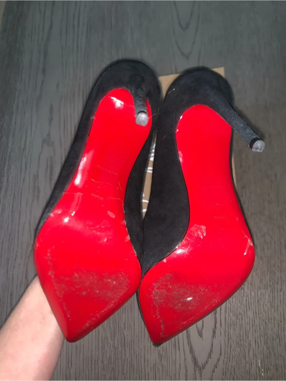Christian louboutin follies Black Suede Pointed-Toe Heels 38